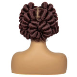1B/30 Ombre Full Lace Handmade Bantu Braided Wig | Short Synthetic Knotless Braids with Transparent Lace
