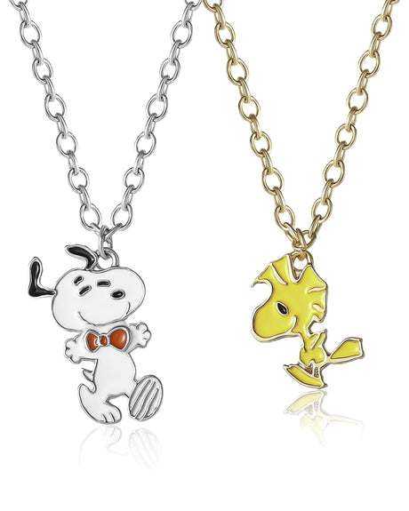 PEANUTS Snoopy and Woodstock Best Friend Necklaces for 2 Official License Set of 2 Friendship Necklaces - Lootquake