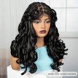 18" Bouncy Wavy Knotless Braids Wig | Full Lace | Bangs | Baby Hair