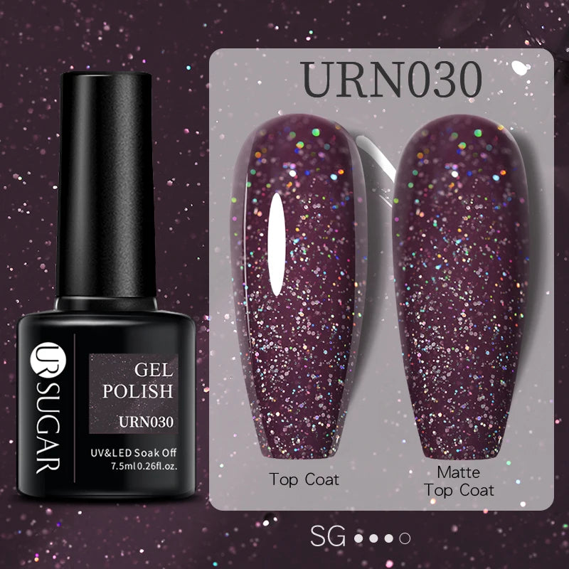 URSUGAR 7.5ml Solid Color Gel Polsih Classic Matte Glossy DIY Nail Art Trendy Reflective Glitter Nail Gel UV LED Soak Off