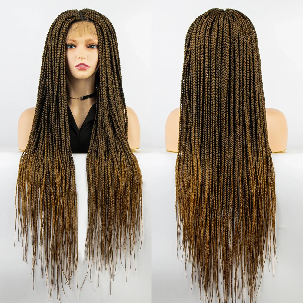 36" Knotless Box Braids Full Lace Wig | Crochet Braids | Synthetic Braiding Hair | Black Women