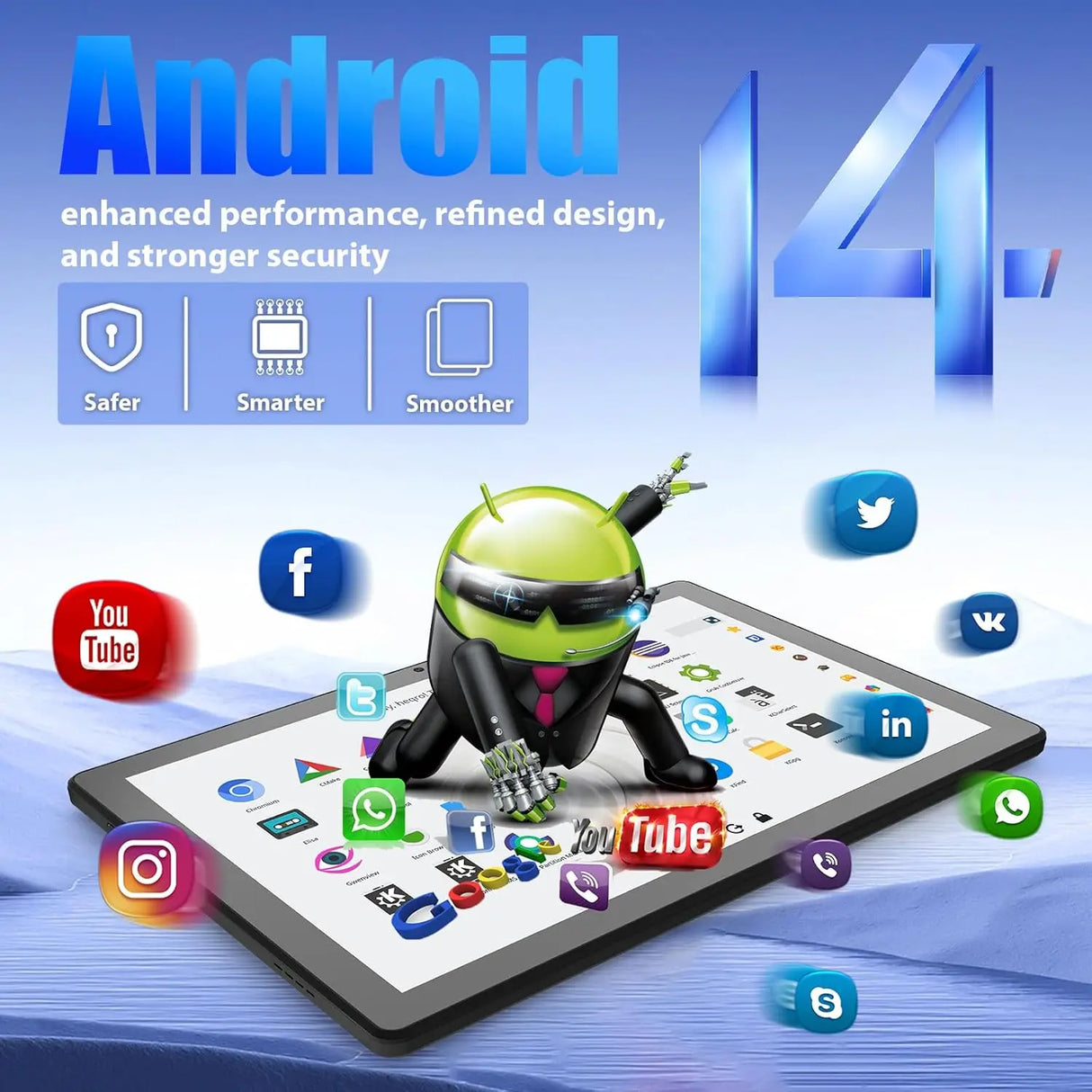 Tableta A7L de 10,1 pulgadas con Android 14, 14 GB de RAM, 64 GB de ROM, procesador de ocho núcleos, HD IPS, WiFi, funda protectora, lápiz, teclado, ratón, auriculares, PC