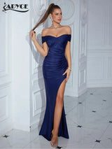 Adyce New Evening Maxi Long Dress For Women Elegant Off Shoulder Strapless Sexy High Split Club Party Celebrity Evening Vestidos - Lootquake