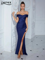 Adyce New Evening Maxi Long Dress For Women Elegant Off Shoulder Strapless Sexy High Split Club Party Celebrity Evening Vestidos - Lootquake