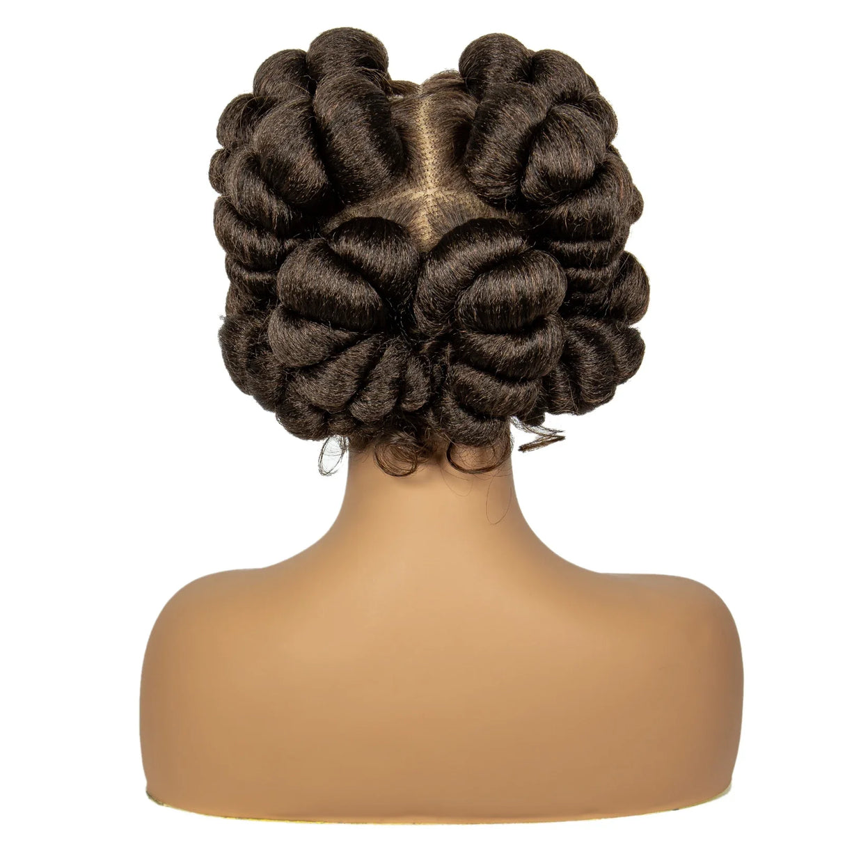 1B/30 Ombre Full Lace Handmade Bantu Braided Wig | Short Synthetic Knotless Braids with Transparent Lace