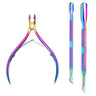4 Pcs/Set Professional Stainless Steel Nail Cutter Scissor Nippers Muti Function Cuticle Pusher Remover Nail Care Manicure Kits