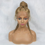 24" Box Braids 360 Lace Front Wig | Ponytail Style | Baby Hair | Synthetic African Braiding Hair