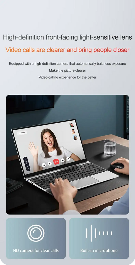 14.1" Ultra-Slim Laptop 16GB RAM 2TB SSD Intel CPU Windows 11 Pro FHD Anti-Glare Multilingual Office/Study PC - Lootquake