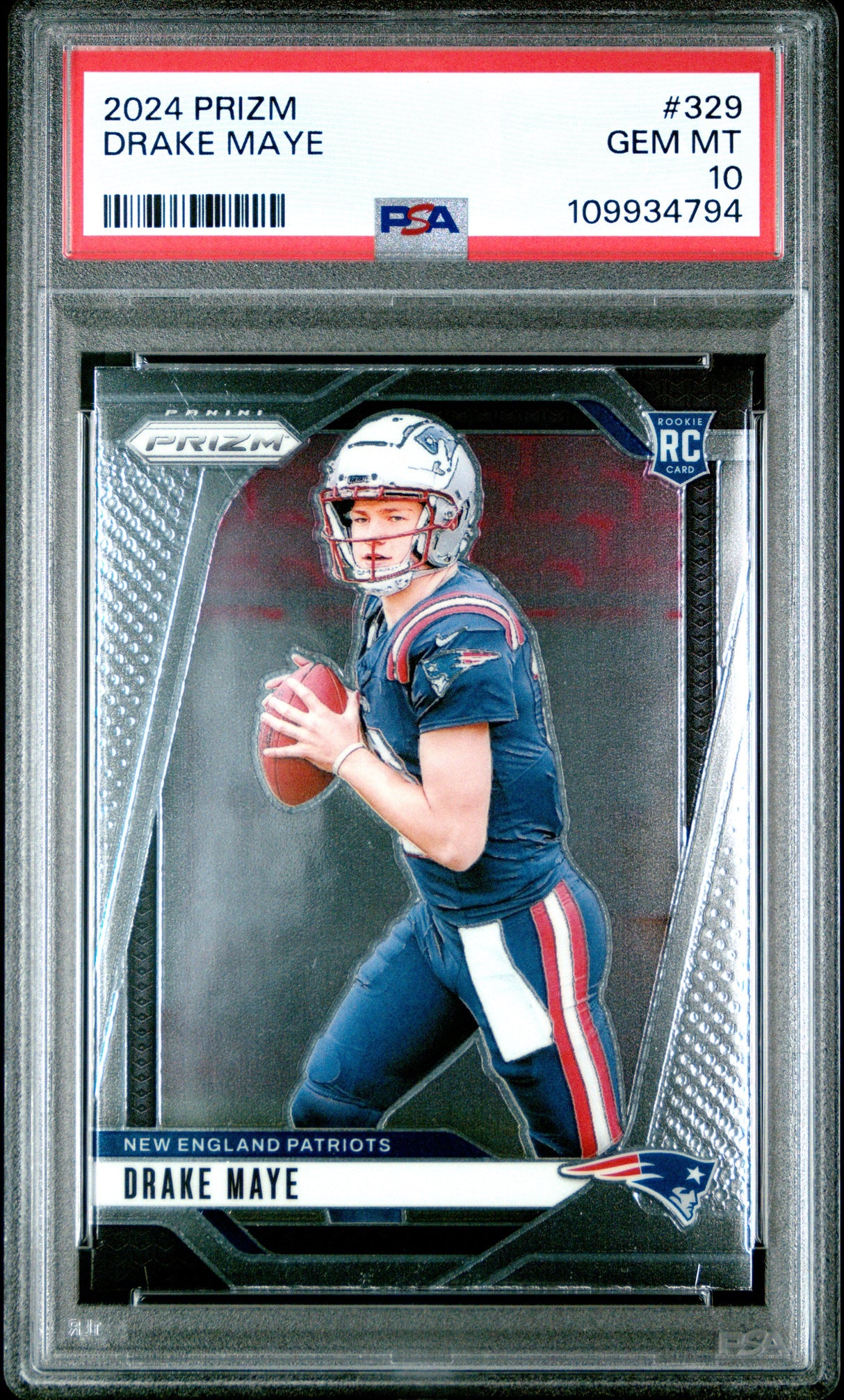 Graded 2024 Panini Prizm Drake Maye #329 Rookie RC Football Card PSA 10 Gem Mint