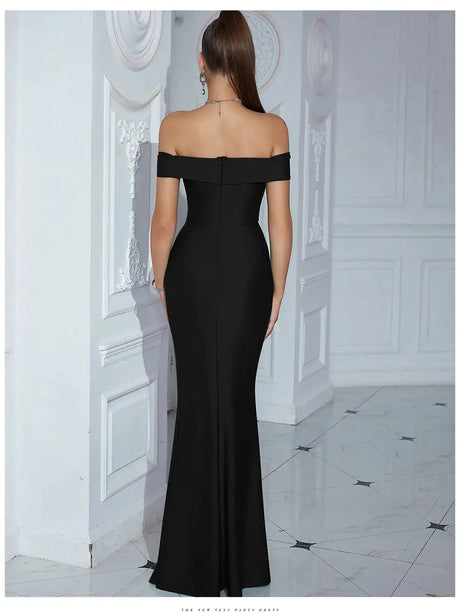 Adyce New Evening Maxi Long Dress For Women Elegant Off Shoulder Strapless Sexy High Split Club Party Celebrity Evening Vestidos - Lootquake