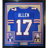 Camiseta de fútbol azul de los Buffalo Bills, enmarcada, autografiada y firmada por Josh Allen, 35 x 39, JSA COA