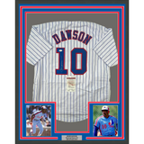 Camiseta de béisbol de rayas de Montreal, enmarcada, autografiada y firmada por Andre Dawson, 35 x 39, JSA COA