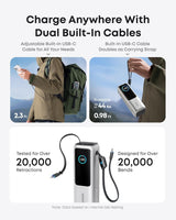 Anker 25000mAh Laptop Power Bank – 100W Triple USB-C with Built-In Cables