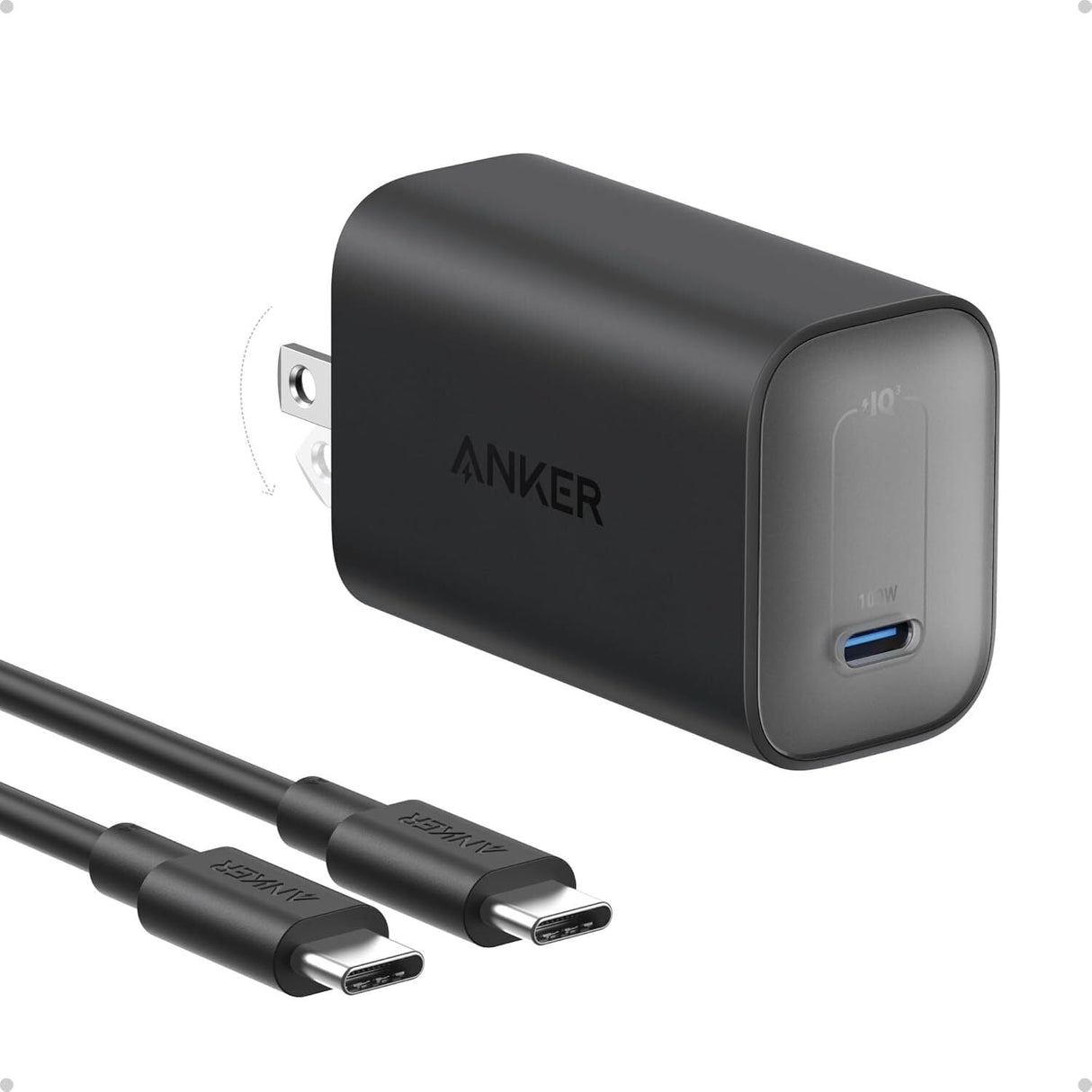 Anker Nano 100W MacBook Charger – Foldable USB-C Adapter with 6ft Cable