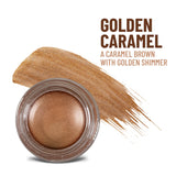 Crema Golden Caramel Any Wear: Un producto multiusos, resistente al agua, que se transforma en crema y polvo para ojos, mejillas y labios. Se puede usar en cualquier lugar.