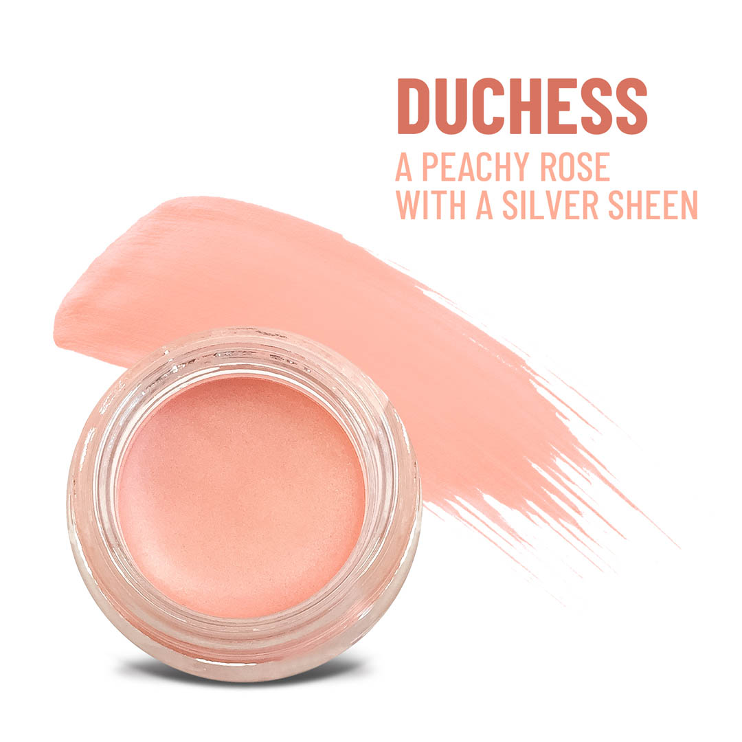 Duchess Any Wear Creme: Un producto multiusos, resistente al agua, que se transforma en crema y polvo para ojos, mejillas y labios. Se puede usar en cualquier lugar.