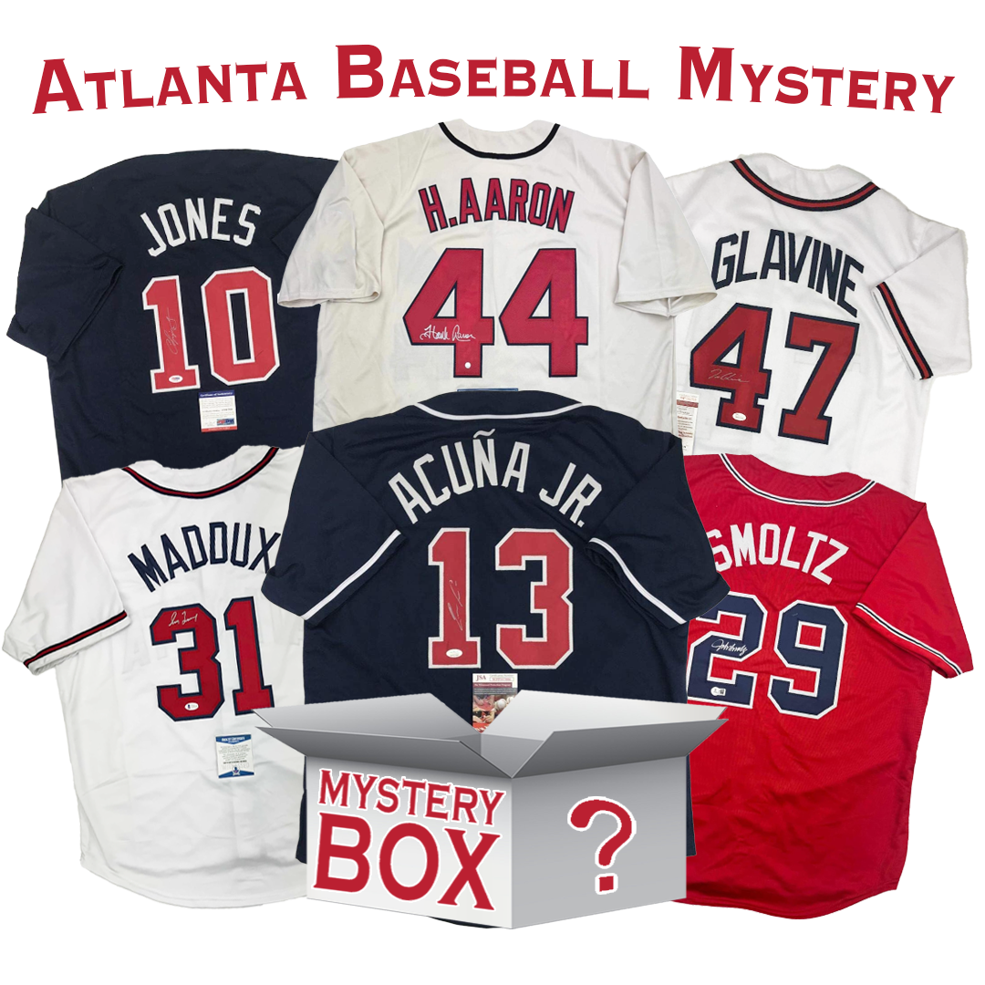 Caja misteriosa de camisetas de béisbol de Atlanta autografiadas/firmadas con PSA JSA o Beckett COA 