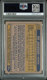 Tarjeta de béisbol Topps Bo Jackson #170 Rookie RC de 1987, calificada PSA 8 NM-MT