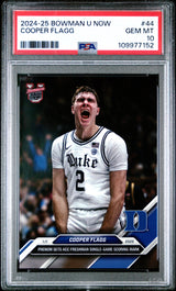 Tarjeta de baloncesto Cooper Flagg #44 Rookie RC, calificada en 2024 por Topps Bowman U. Ahora, PSA 10 Gem Mint.