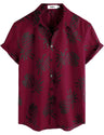 VATPAVE Mens 100% Cotton Hawaiian Shirts Floral Short Sleeve Button Down Shirts Summer Beach Shirts Large WineRed - Lootquake
