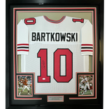 Camiseta de fútbol americano de Atlanta blanca, enmarcada, autografiada y firmada por Steve Bartkowski, 35 x 39, JSA COA