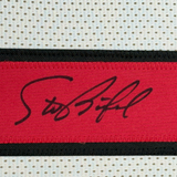 Camiseta de fútbol americano de Atlanta blanca, enmarcada, autografiada y firmada por Steve Bartkowski, 35 x 39, JSA COA