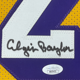 Camiseta de baloncesto amarilla de Los Ángeles LA de 35 x 39, enmarcada, autografiada y firmada por Elgin Baylor, JSA COA