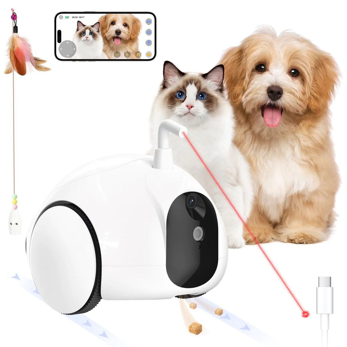 pumpkii Pet Camera Moving Pet Camera Robot with Phone App Cat Toys with Camera Pet Camera Treat Dispenser Robot Dog Camera with Night Vision Two Way Audio and Video (2.4GHz Wi-Fi only)