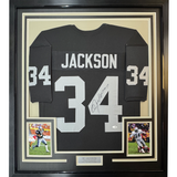 Camiseta de fútbol americano negra de Oakland, enmarcada, autografiada y firmada por Bo Jackson, 35 x 39, JSA COA