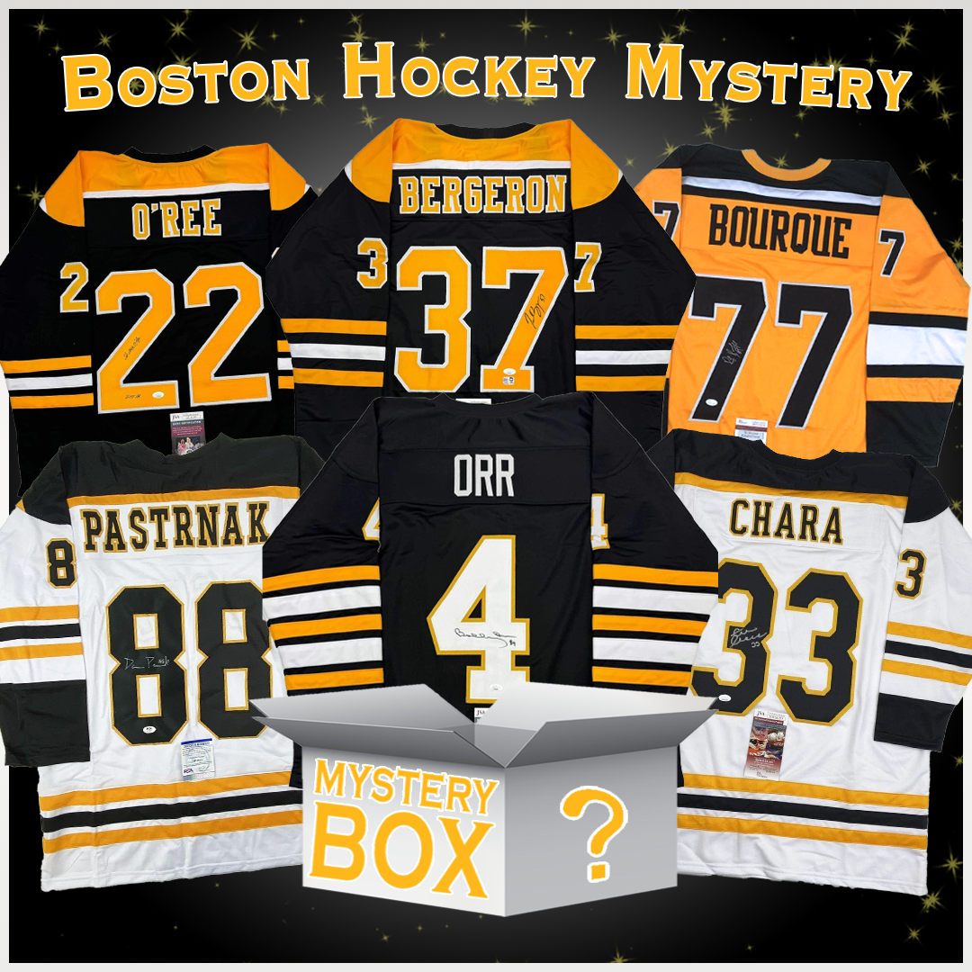 Caja misteriosa de camisetas de hockey de Boston autografiadas/firmadas con PSA JSA o Beckett COA 