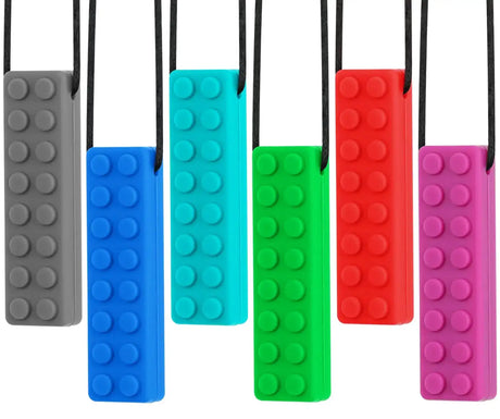 kalovin Chewy Necklaces Silicone Oral Motor Aids Teething Necklace for Aggressive Chewers with Autism ADHD SPD or Special Need (6Packs-A) - Lootquake