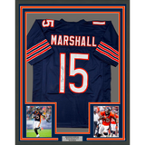 Framed Autographed/Signed Brandon Marshall 35x39 Chicago Blue Football Jersey Beckett BAS COA