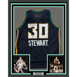 Framed Autographed/Signed Breanna Stewart 35x39 New York Black Basketball Jersey JSA COA