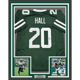 Camiseta de fútbol verde de Nueva York de 35 x 39, enmarcada, autografiada y firmada por Breece Hall, JSA COA