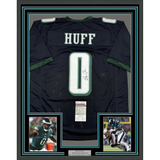 Framed Autographed/Signed Bryce Huff 35x39 Philadelphia Black Football Jersey JSA COA
