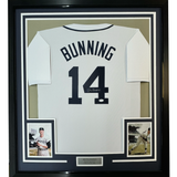 Camiseta de béisbol blanca de Detroit de 35 x 39, enmarcada, autografiada y firmada por Jim Bunning (JSA COA)