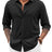 COOFANDY Mens Casual Button Down Shirts Long Sleeve Cuban Shirts Summer Linen Shirts Black - Lootquake