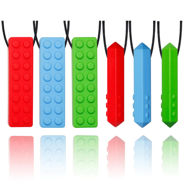 Chew Necklaces for Sensory Kids Chewy Necklaces for Autism and ADHD 6 Pack Silicone Pendants Chewies for Baby Teething Chewing Necklaces for Toddler Boys and Girls - Lootquake