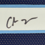 Camiseta de fútbol azul oscuro de Tennessee de 35 x 39, enmarcada y autografiada de Chris Johnson (JSA COA)