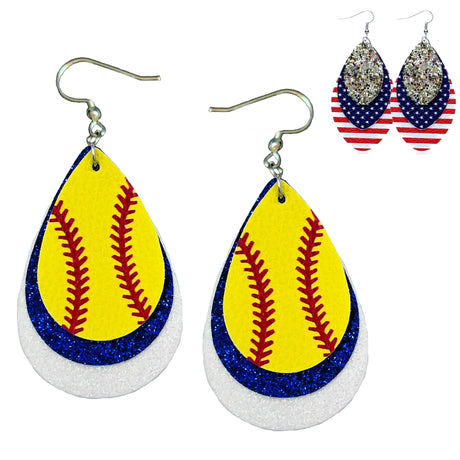 Cheer Earrings for Women - Softball Mom Earrings - Softball Earrings Jewelry (Royal Blue & Snow) - Lootquake