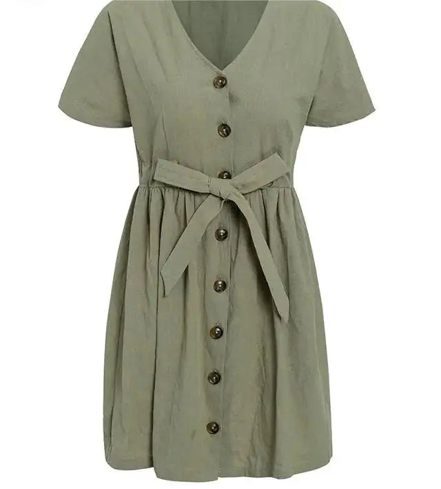 Short V-neck Summer Dresses - Lootquake
