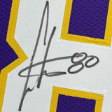 Camiseta de fútbol morado de Minnesota de 35 x 39, enmarcada y autografiada de Cris Carter (JSA COA)