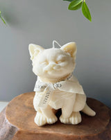Vela con escultura de gato grande: idea única para regalar con cera de soja