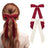 Hair Bows 2Pcs Beige Red Hair Bow for Hair Double-layer Hair Ribbon Bows Hair Clip for Women Girls Hair Accessories Beige/Red - Lootquake