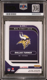 Tarjeta de fútbol americano de primera vista de Dallas Turner de la NFL, clasificada en 2024, número RPSFL7, PSA 9 Mint