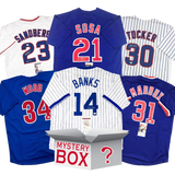 Autographed/Signed Chicago Baseball Jersey Mystery Box with PSA JSA or Beckett COA