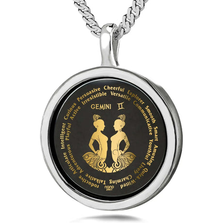 Gemini Necklaces for Lovers of the Zodiac 24k Gold Inscribed - Lootquake