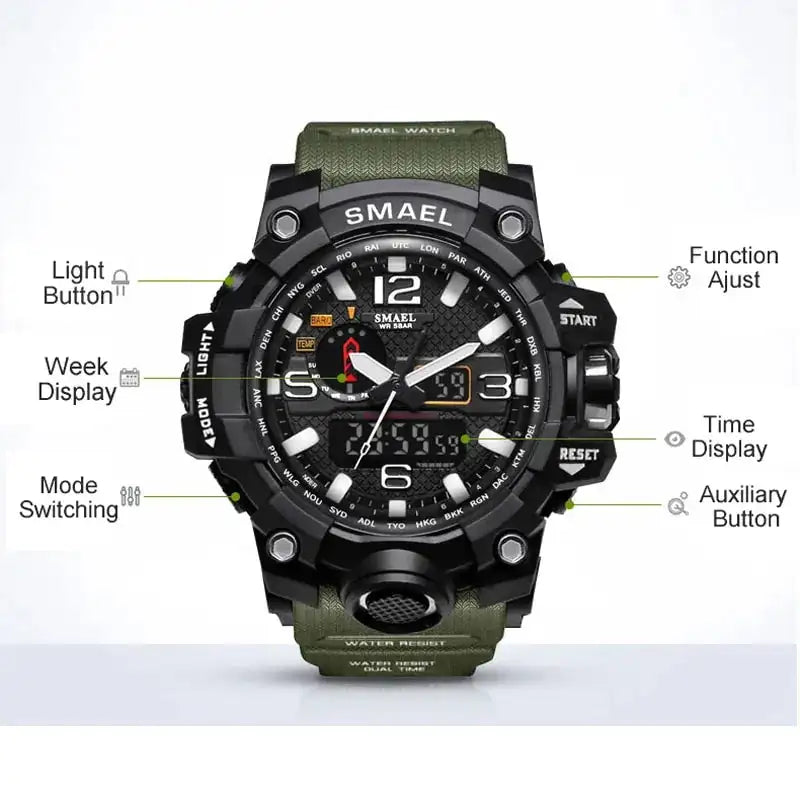 SMAEL Brand Men Sports Watches Dual Display - Lootquake