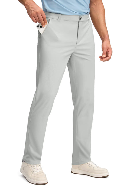 Obla Mens Golf Pants - 30"/32"/34" Slim Fit Stretch Lightweight Trousers with 5 Pockets Casual Travel Dress Work Pants for Men (Silver Grey_L34 W30) - Lootquake