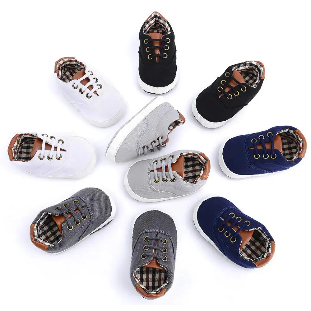 Solid color casual lace soft bottom baby canvas shoes baby shoes toddler shoes - Lootquake
